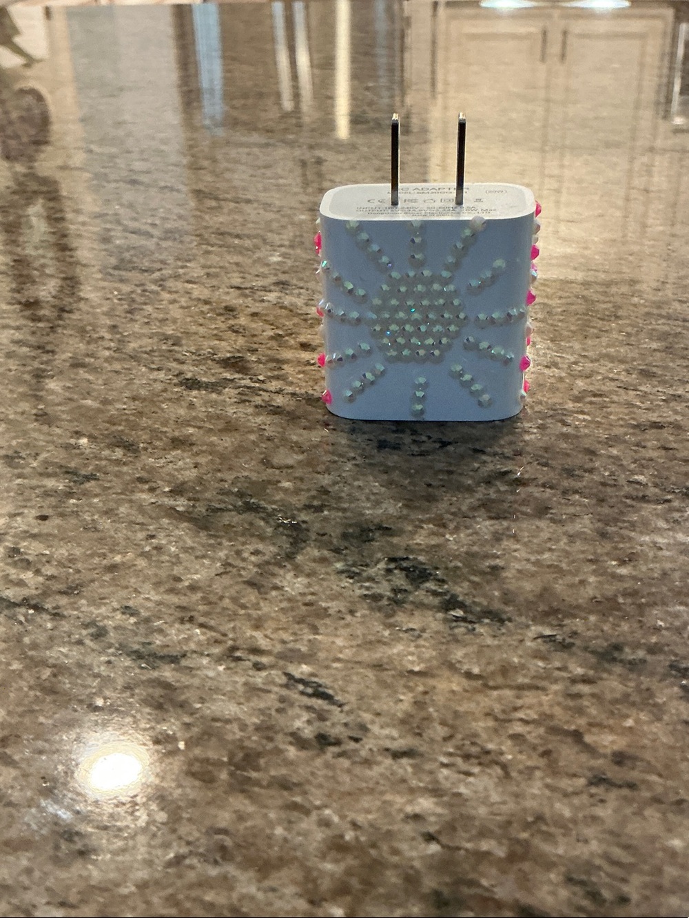 Amazon White USB Wall Charger with Pink Accent Studs